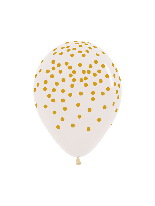 Globo R-12 Infinity Confeti Dorado Cristal Transparente x 12 Unidades 1