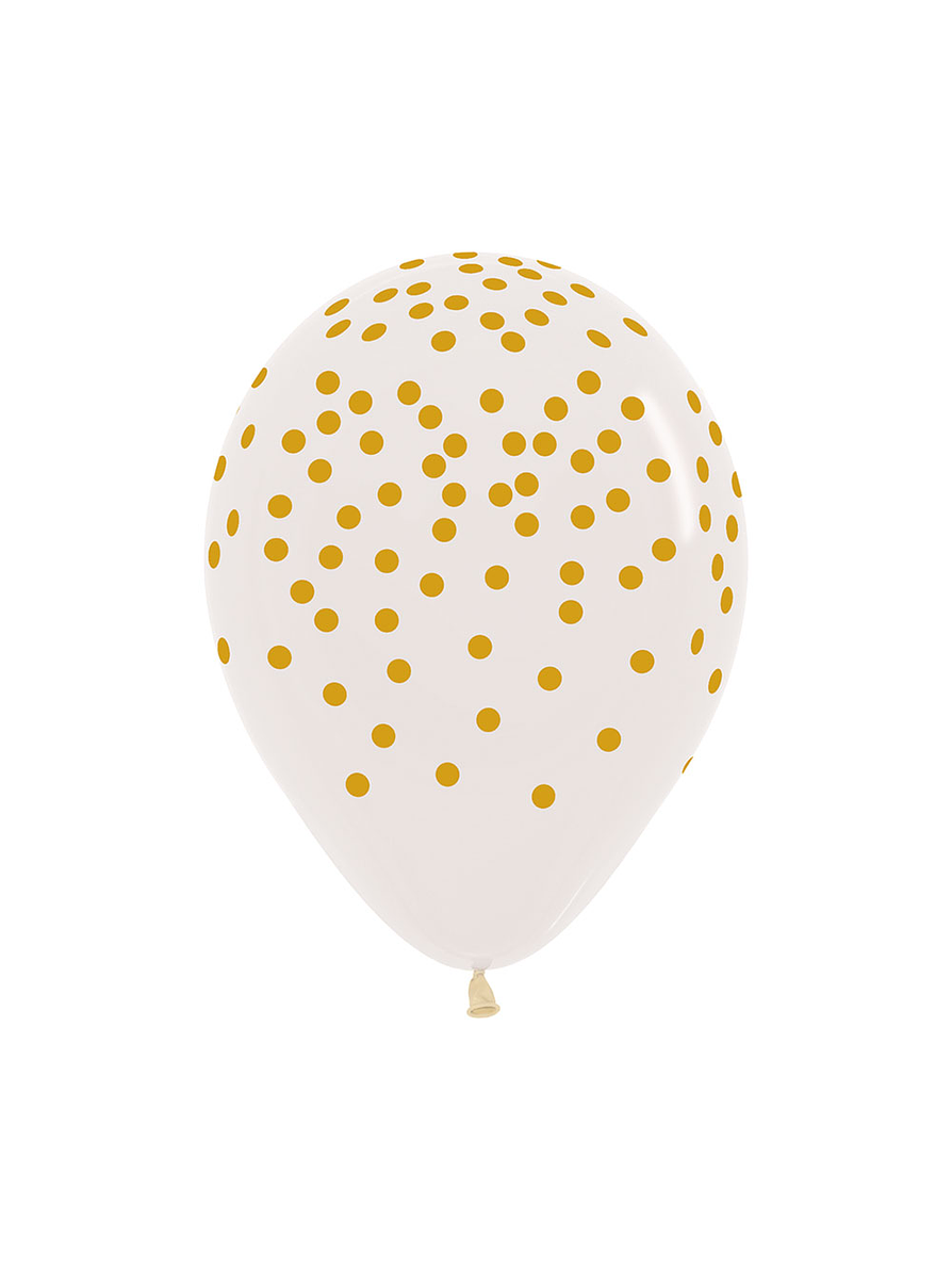 Globo R-12 Infinity Confeti Dorado Cristal Transparente x 12 Unidades 1