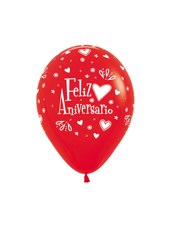 Globo R-12 Infinity Feliz Aniversario Amor Fashion Rojo x 12 Unidades 1
