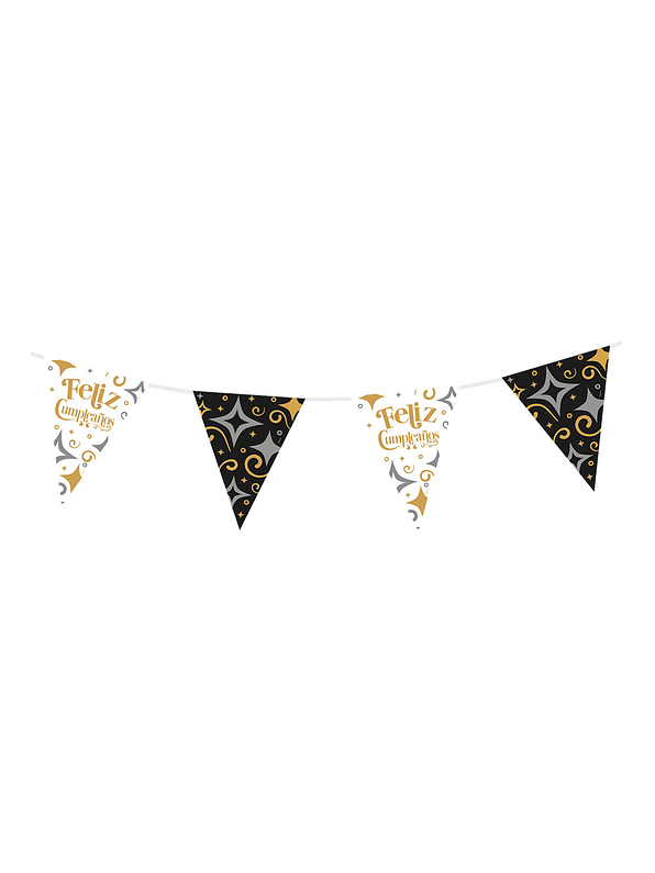 Banderola Met Diamante Negro -Dorado de 3.6 Mts 1