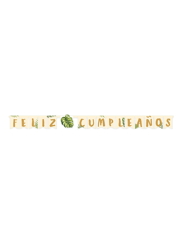 Cartel Letras Met Hojas Tropicales Feliz Cumpleaños x 1 Unidad 1