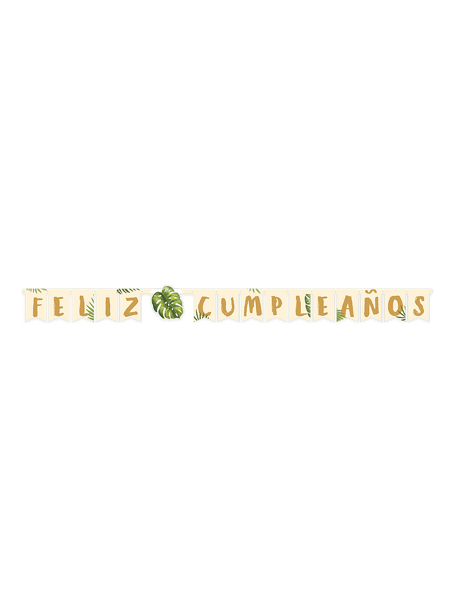 Cartel Letras Met Hojas Tropicales Feliz Cumpleaños x 1 Unidad 1