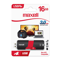 Maxell Memoria USB Flix 2.0 De 16Gb Negro/Rojo
