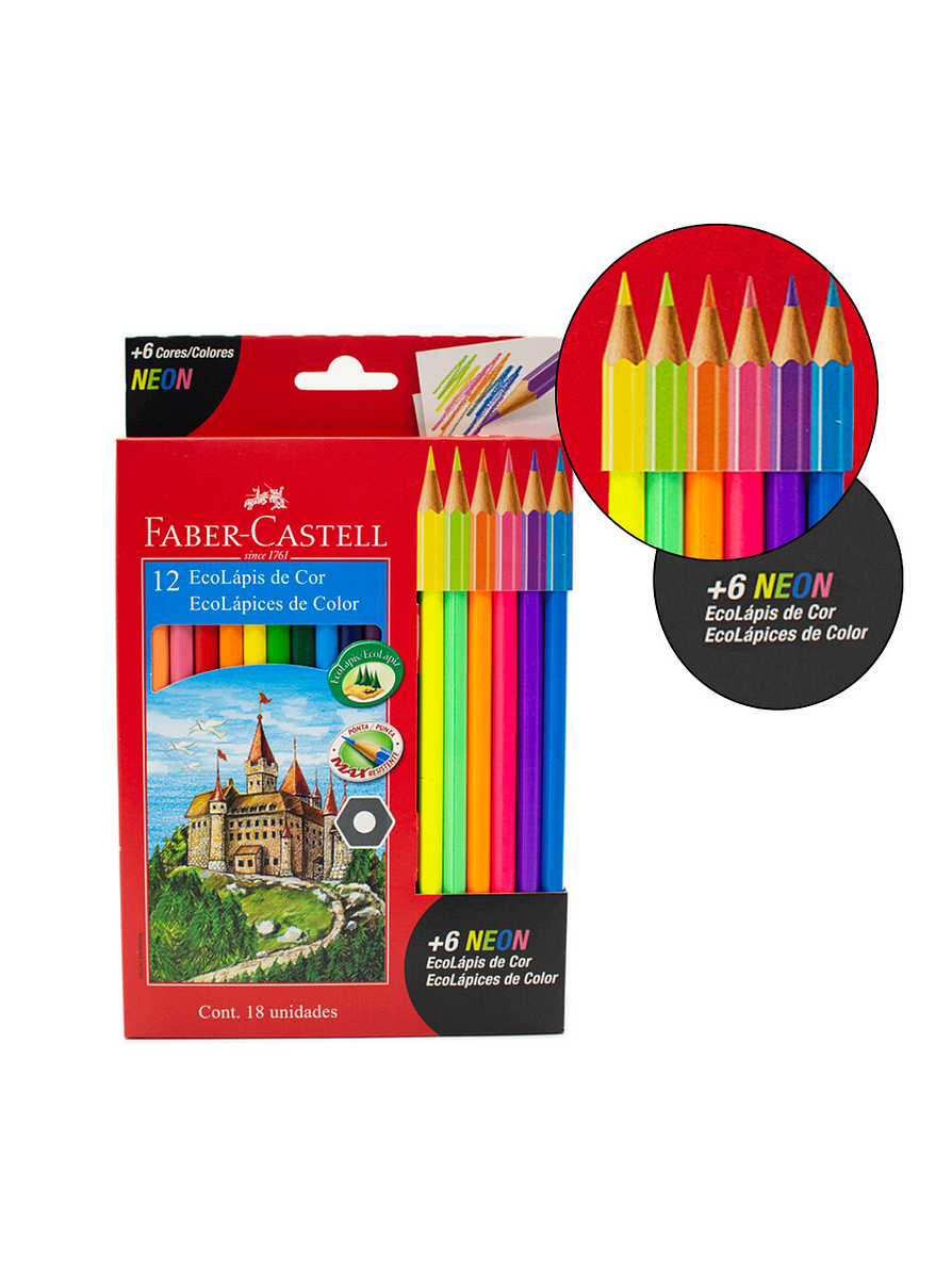 Colores Faber-Castell 12 + 6 Neón 1