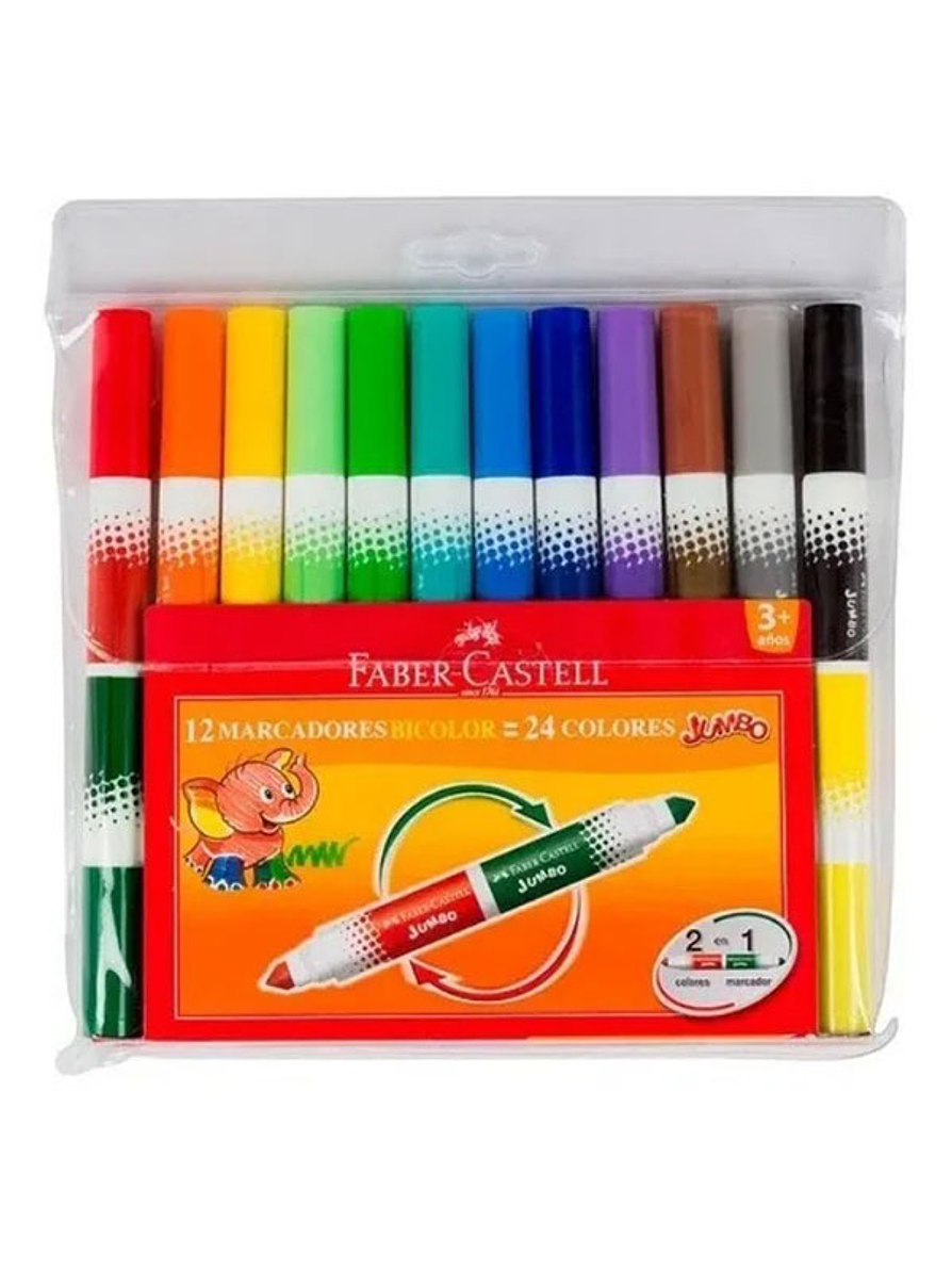 Plumones Faber-Castell Jumbo Bicolor X 12 Unidades 1