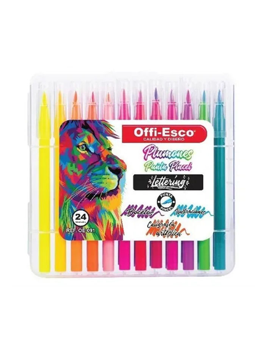 Plumon Punta Pincel X 24 Unidades 1