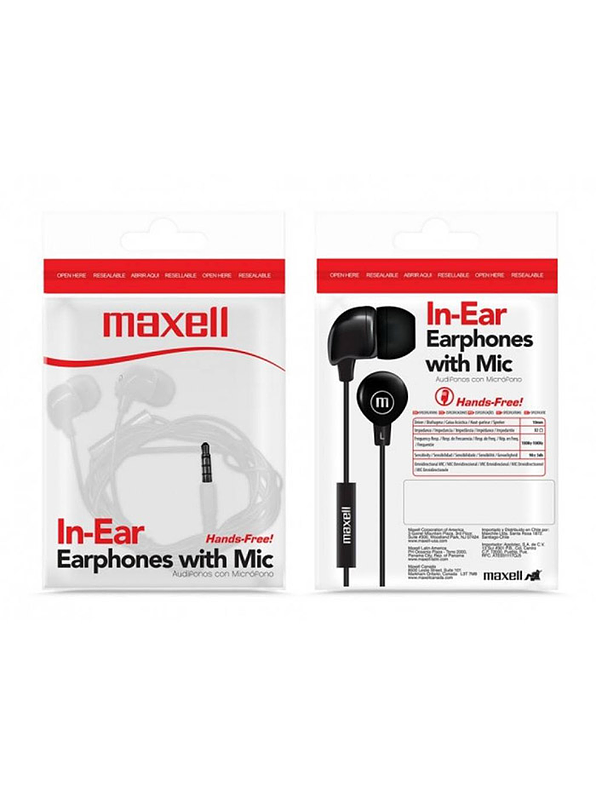 Audífonos Maxell  In- Bax Con Microfono Black 1