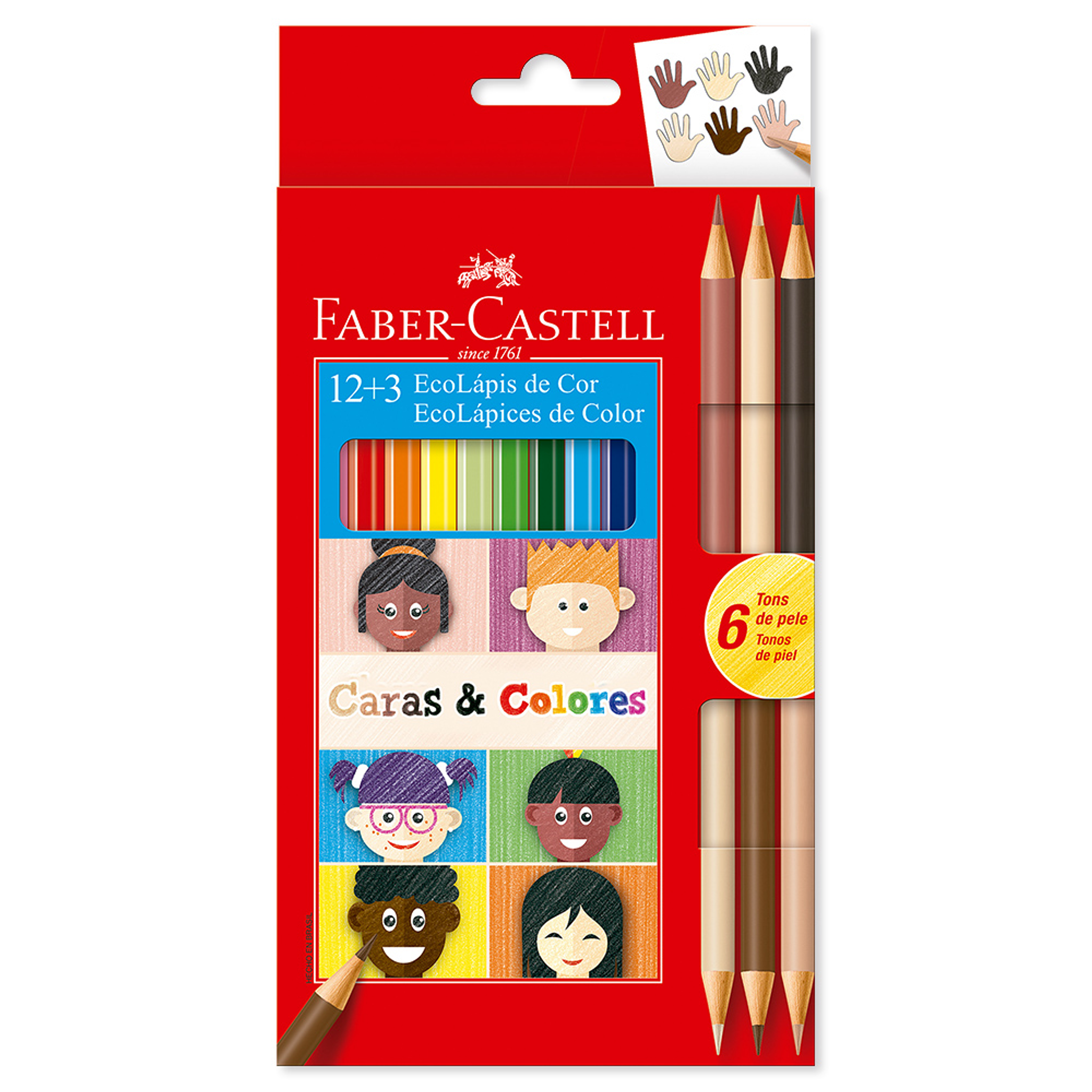 Colores Faber-Castell triangulares Caras y Colores 12+3