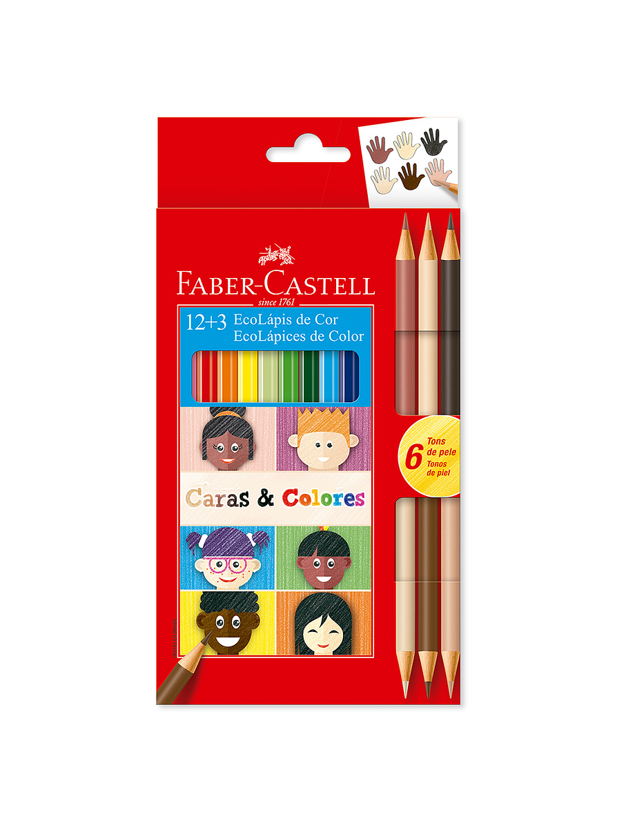 Colores Faber-Castell triangulares Caras y Colores 12+3 1