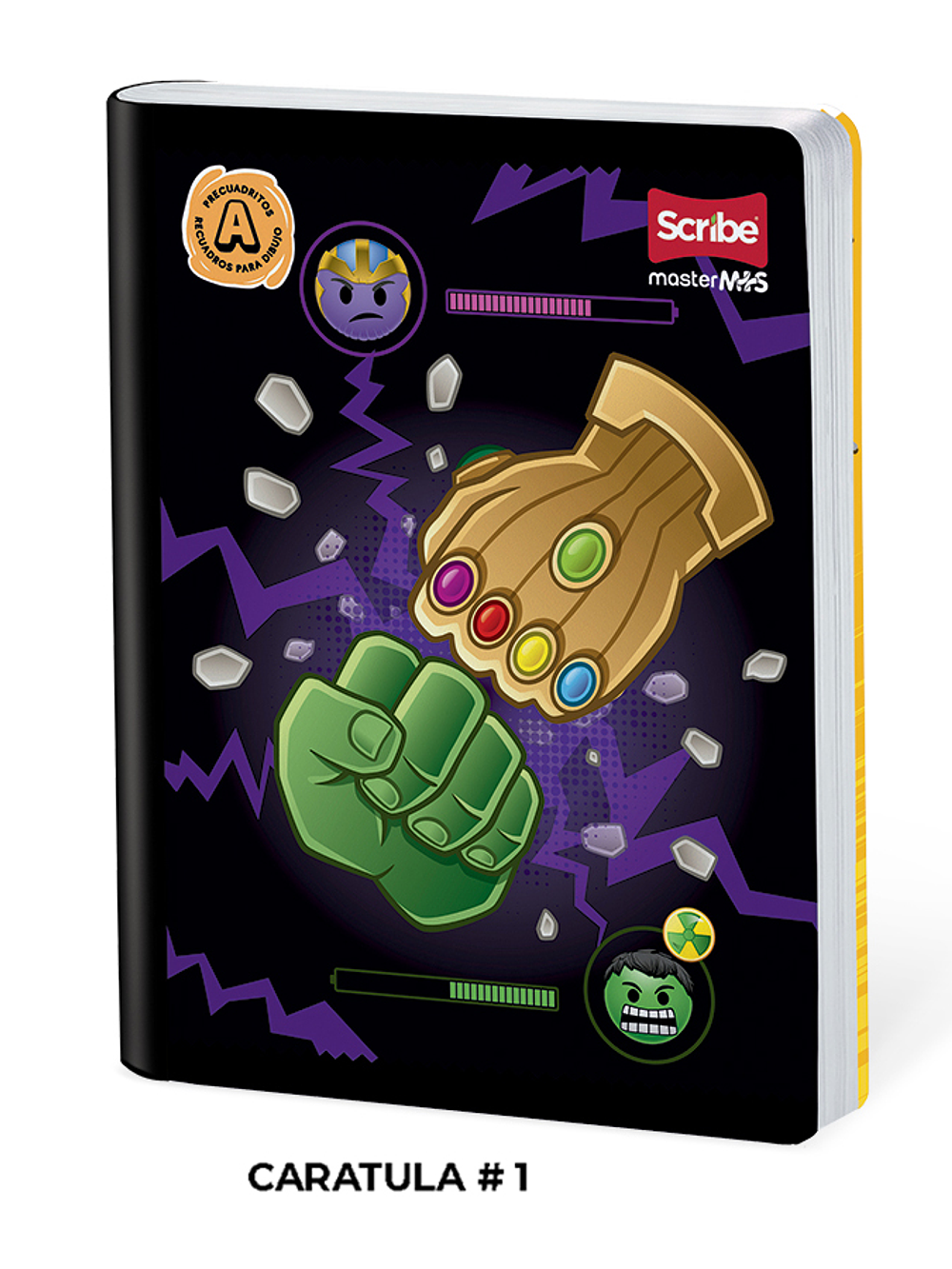 Cuaderno Cosido Scribe Marvel Emoji 100 Hojas Cuadros  2