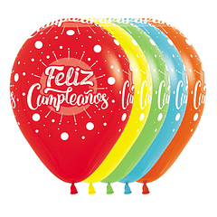 Globo R-12 Infinity Feliz Cumpleaños Multicolor Fashion Surtido X 12 unidades