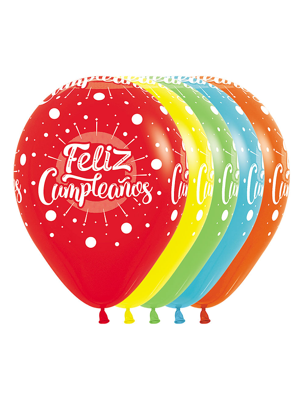 Globo R-12 Infinity Feliz Cumpleaños Multicolor Fashion Surtido X 12 unidades 1