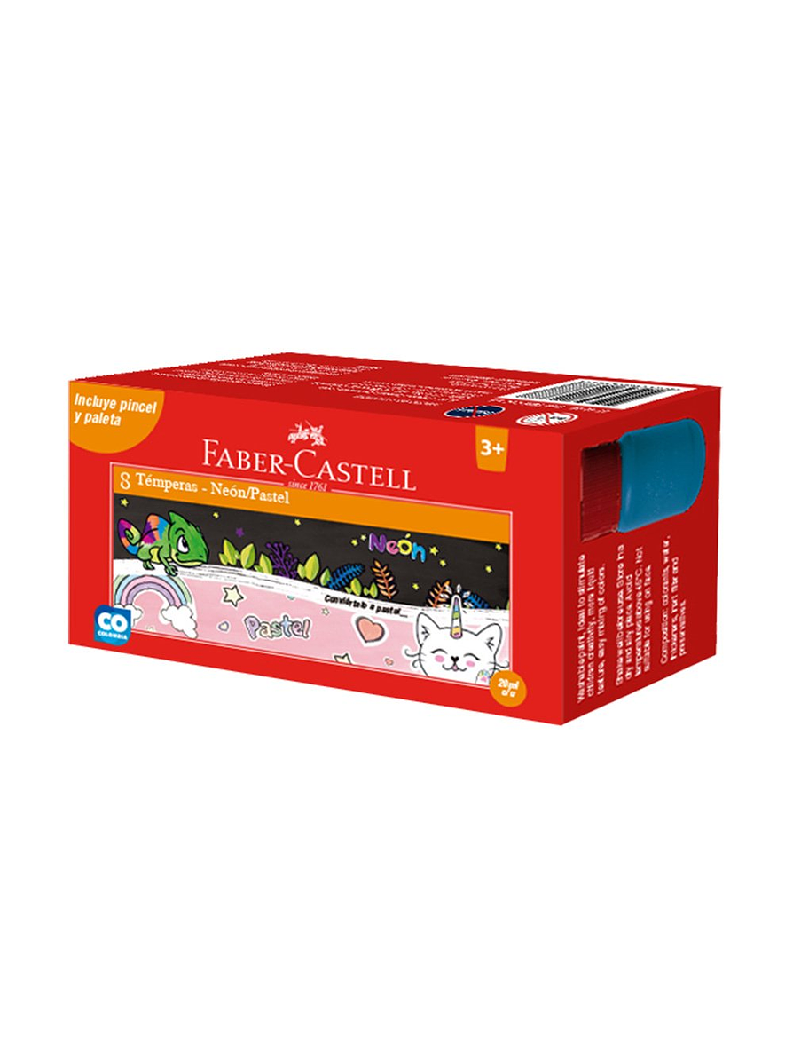Temperas Faber-Castell Neón Pastel x 8 Unidades 1