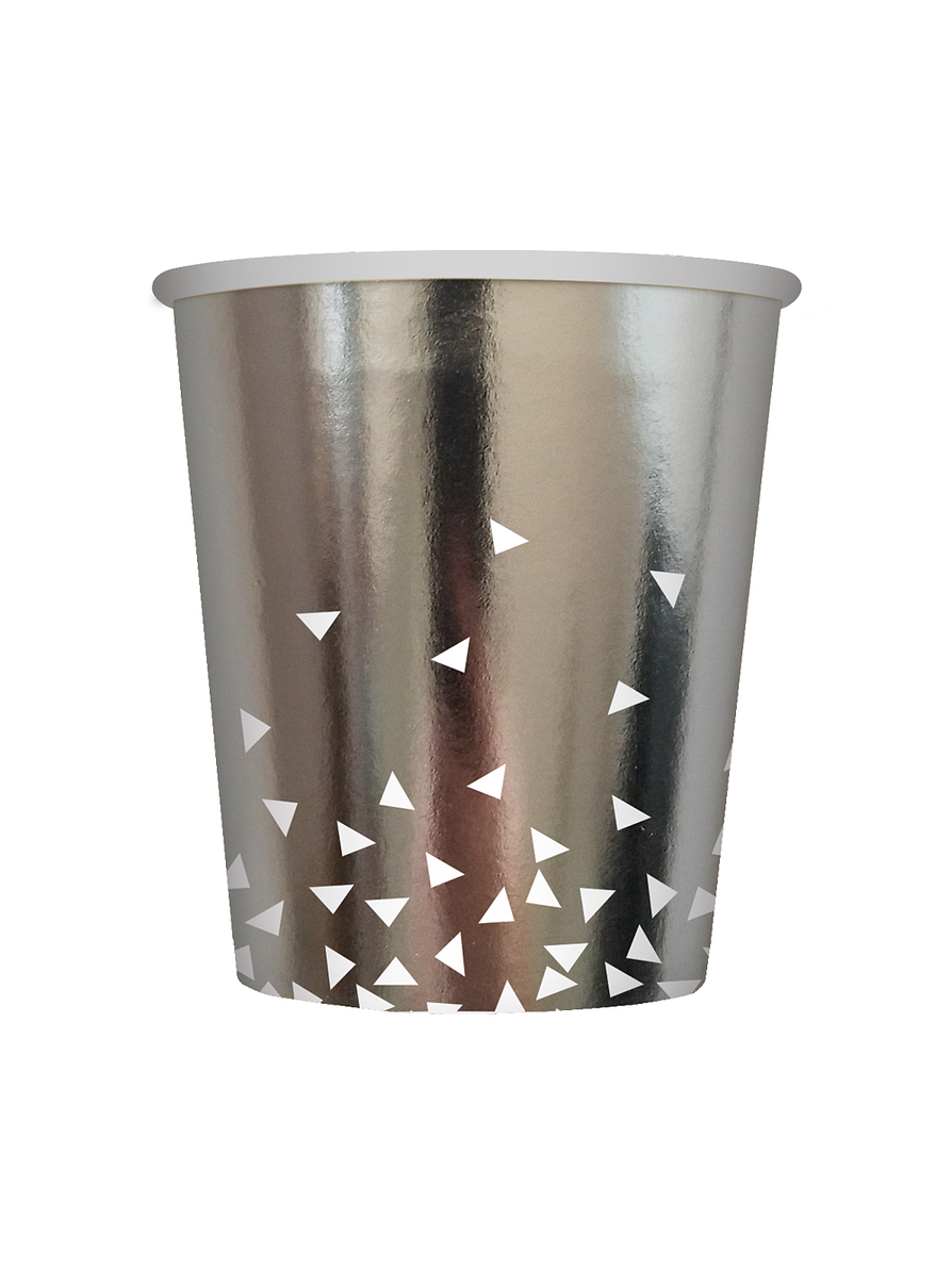 Vaso 9 Onzas Triángulos Plateado Mate x 8 Unidades 1