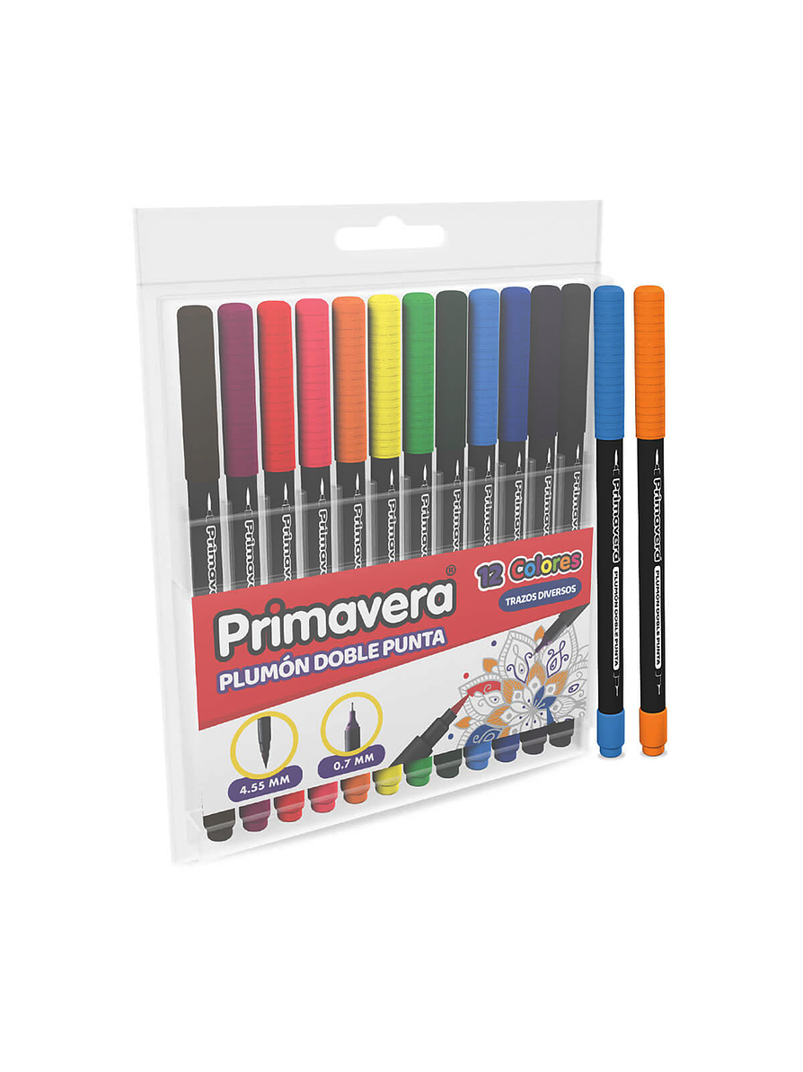 Plumón Primavera Doble Punta x 12 Unidades 2
