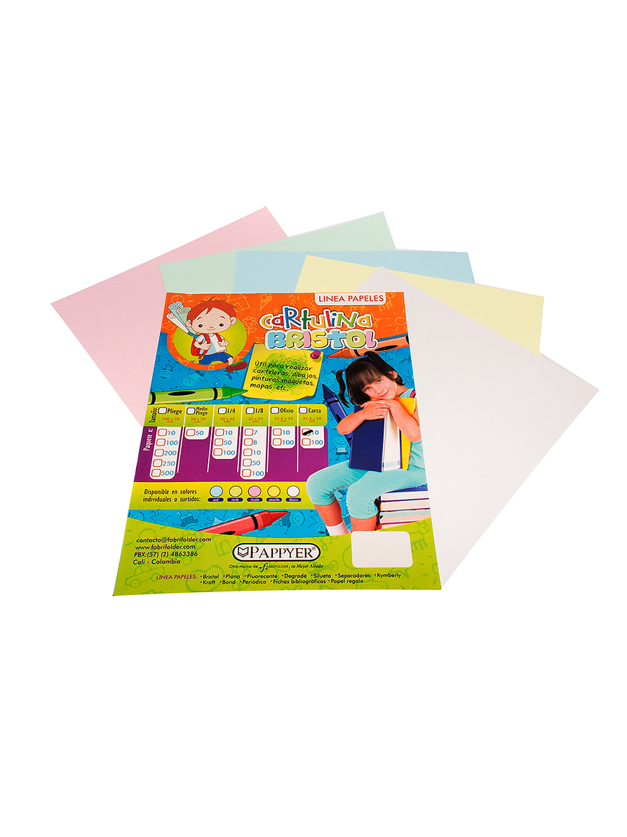 Cartulina Bristol Colores 1/8 x 8 Unidades 1