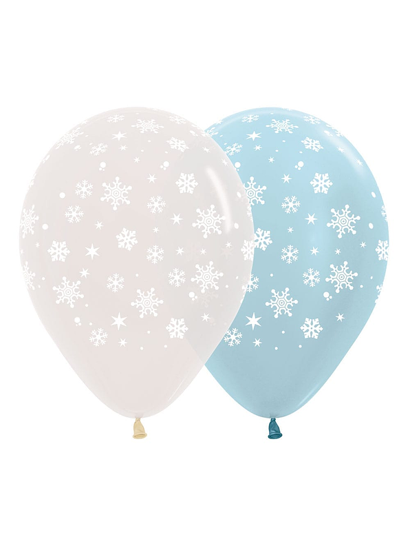 Globo R-12 Infinity Copos de Nieve Cristal y Satin Surtido x 12 1