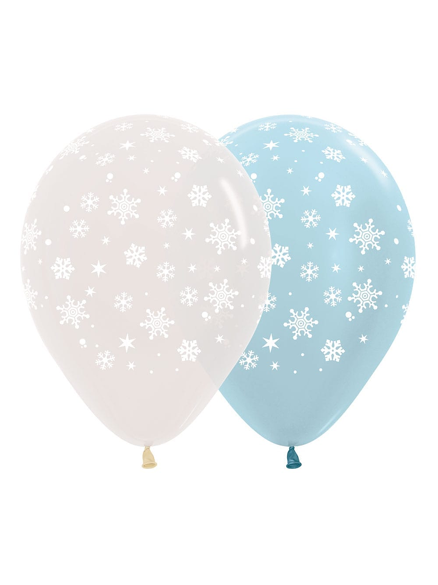 Globo R-12 Infinity Copos de Nieve Cristal y Satin Surtido x 12 1