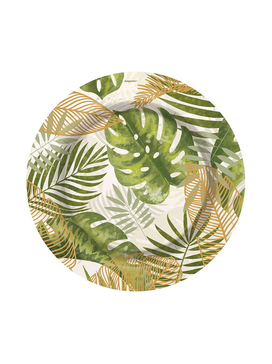 Plato Hojas Tropicales x 8 Unidades 1