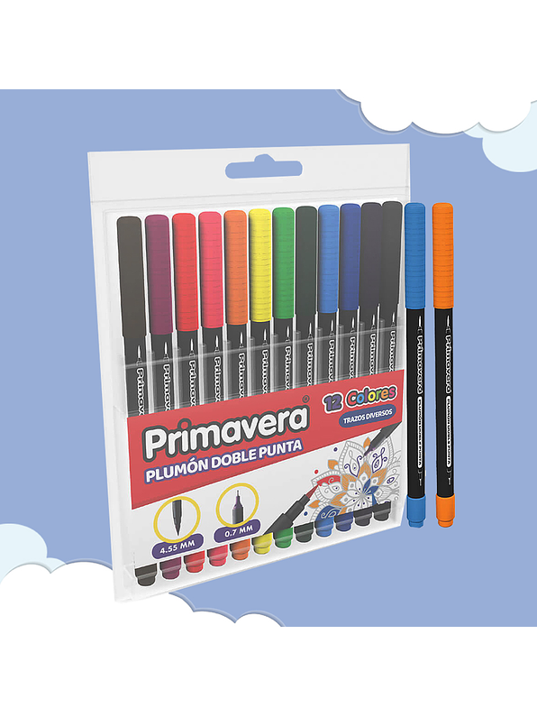 Plumón Primavera Doble Punta x 12 Unidades 1