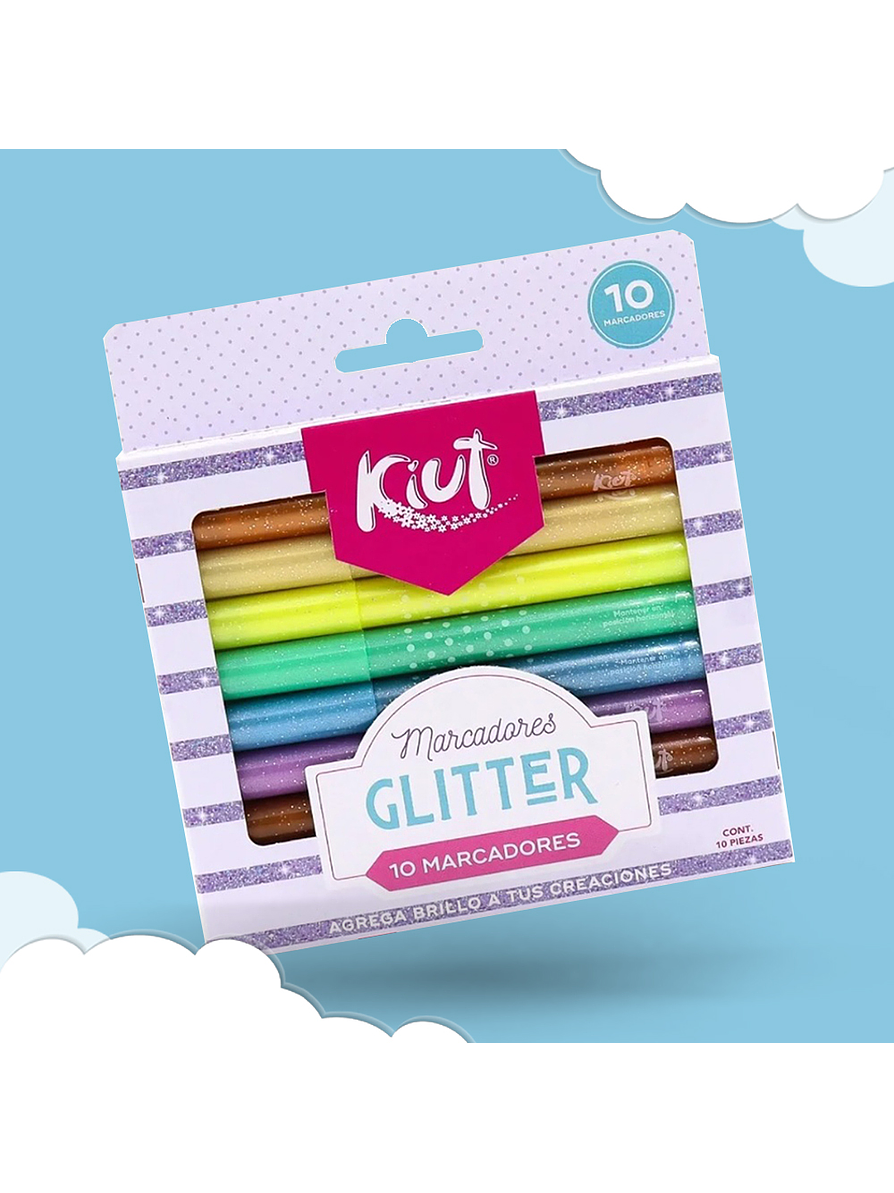 Marcadores Kiut Glitter X 10 Unidades 2