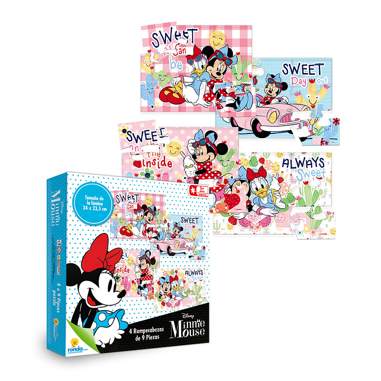 Rompecabezas 4x9 Piezas Minnie Mouse