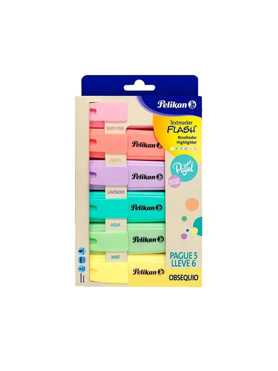 Resaltador Textmarker Pelikan Flash Pastel x 6 Unidades  1