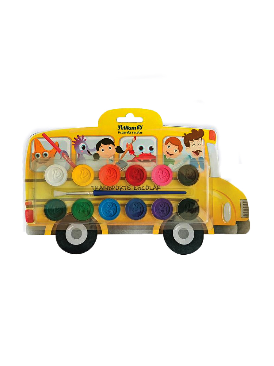 Acuarela Pelikan Bus Escolar  1