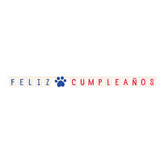Cartel Letras Feliz Cumpleaños Huellitas Azul-Rojo X 1 Unidad