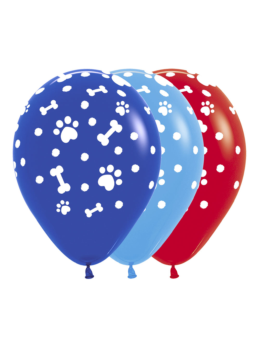 Globo R-12 Infinity Huellitas Azul/Rojo Surtido X 12 Unidades 1