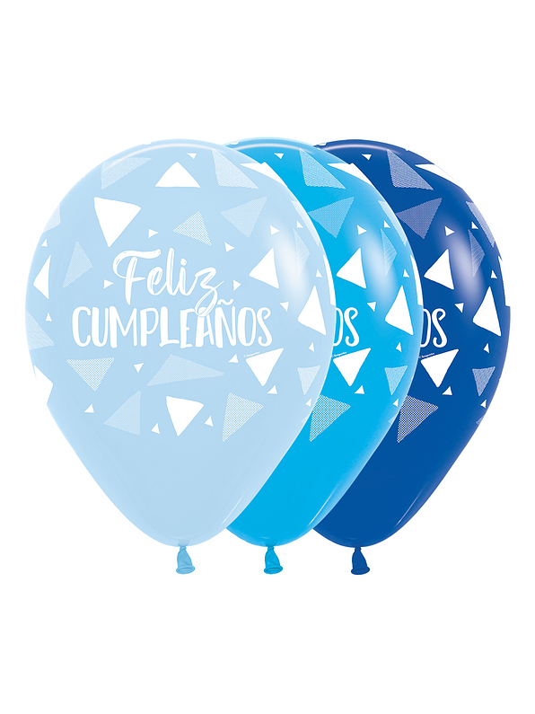 Globo R-12 Infinity Feliz Cumpleaños Triángulos Niño Surtido X 12 Unidades 1
