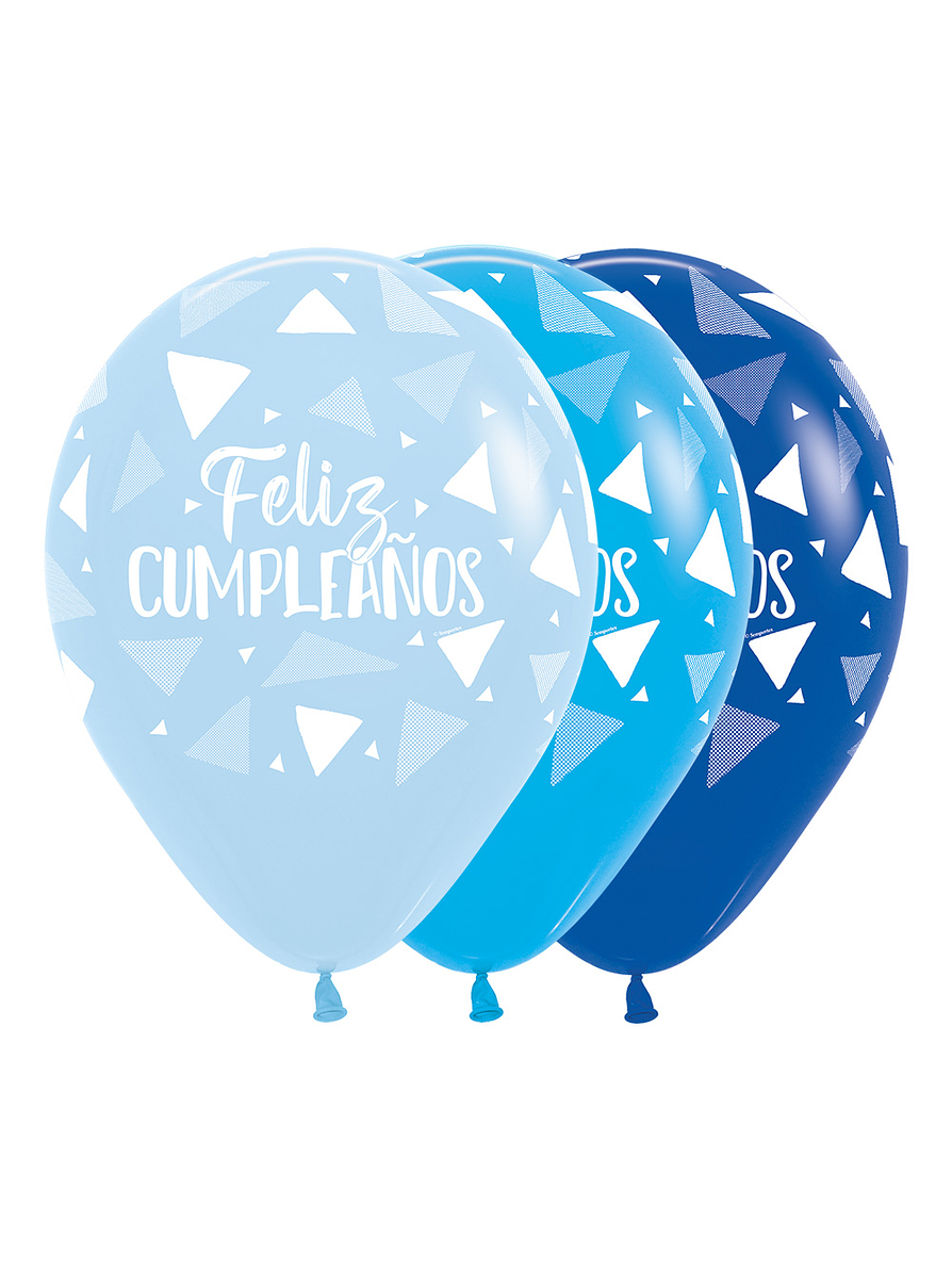 Globo R-12 Infinity Feliz Cumpleaños Triángulos Niño Surtido X 12 Unidades 1