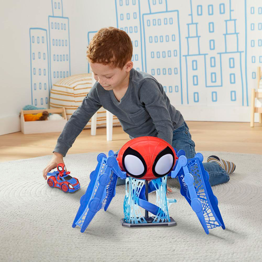 Marvel Spiderman Web-Quarters Playset Con Luces Sonidos Vehículo 2