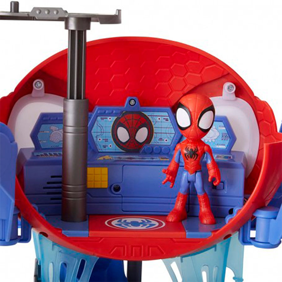 Marvel Spiderman Web-Quarters Playset Con Luces Sonidos Vehículo 5