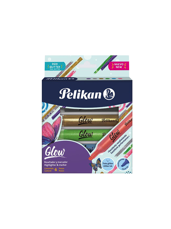 Resaltador y Marcador Pelikan Glow x 6 Unidades 1