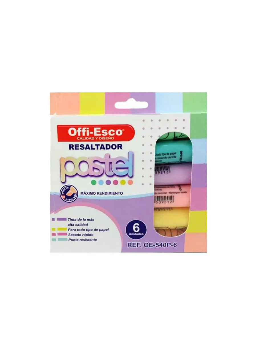 Resaltador Offi-Esco Pastel x 6 Unidades 1