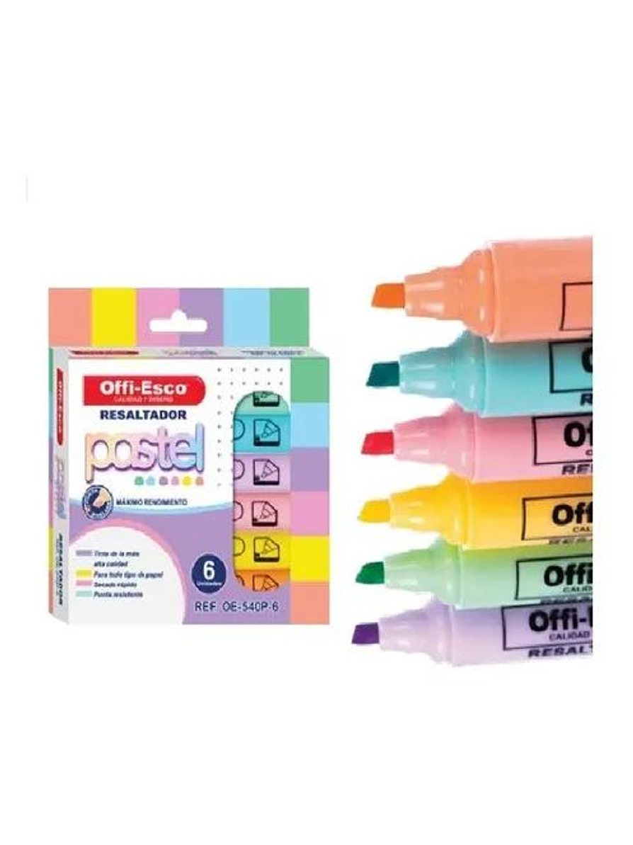 Resaltador Offi-Esco Pastel x 6 Unidades 2