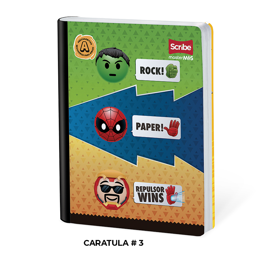 Cuaderno Cosido Marvel Emoji 100 Hojas Líneas   2
