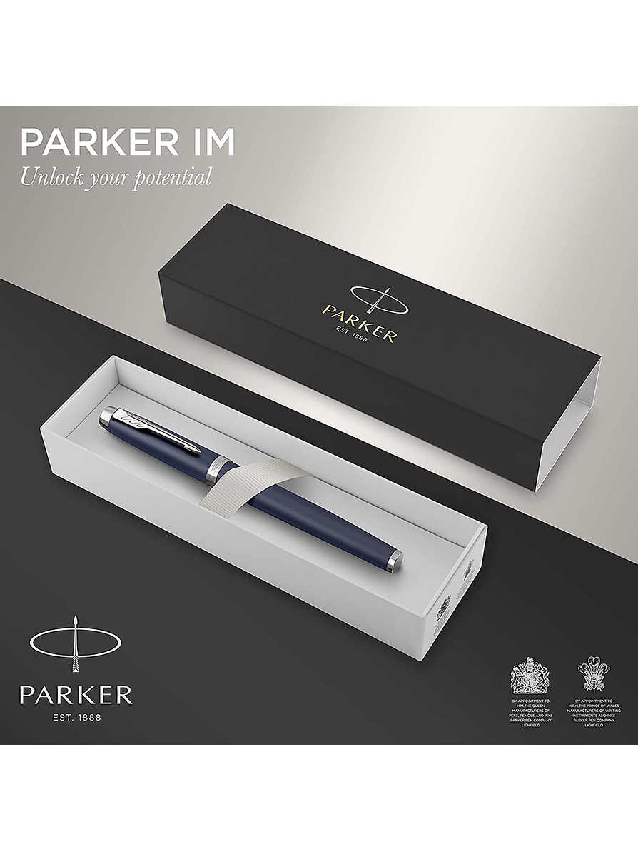 Bolígrafo Roller Parker Azul F IM  Con Tapa Tinta Negra  2