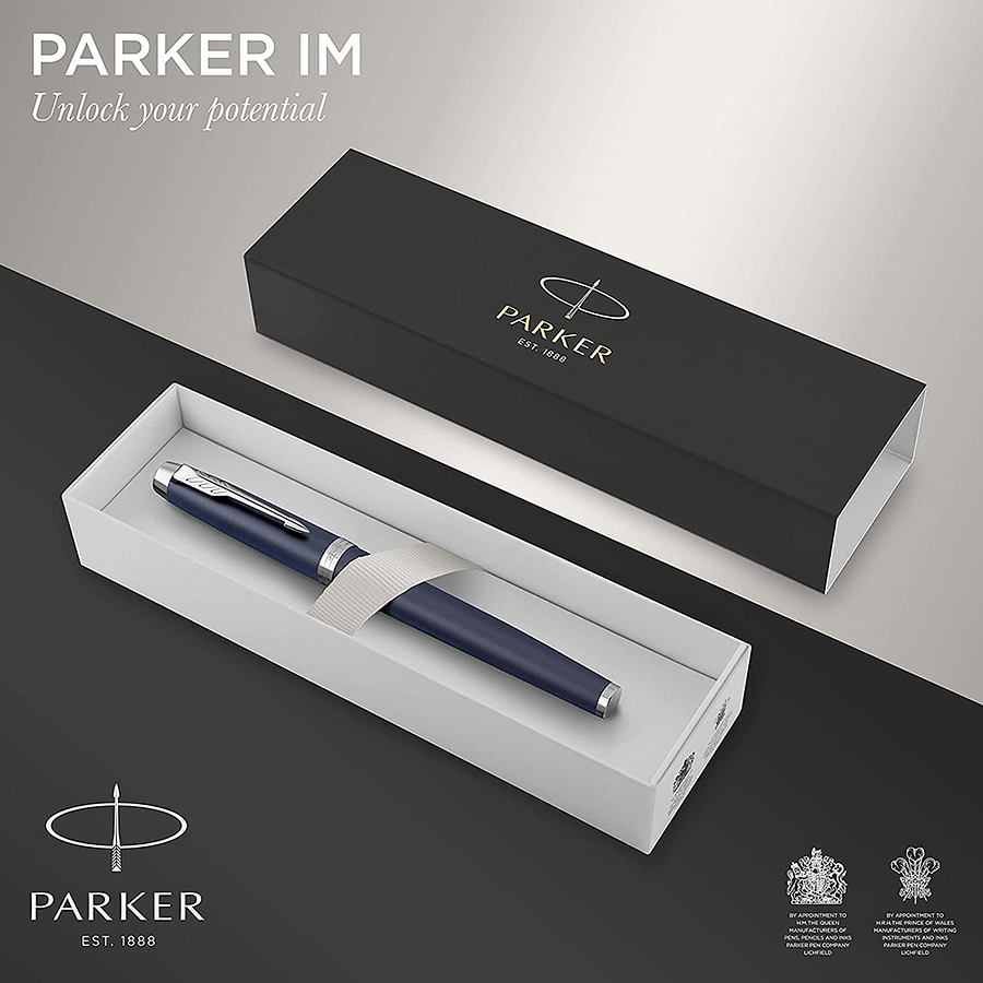 Bolígrafo Roller Parker Azul F IM  Con Tapa Tinta Negra  2