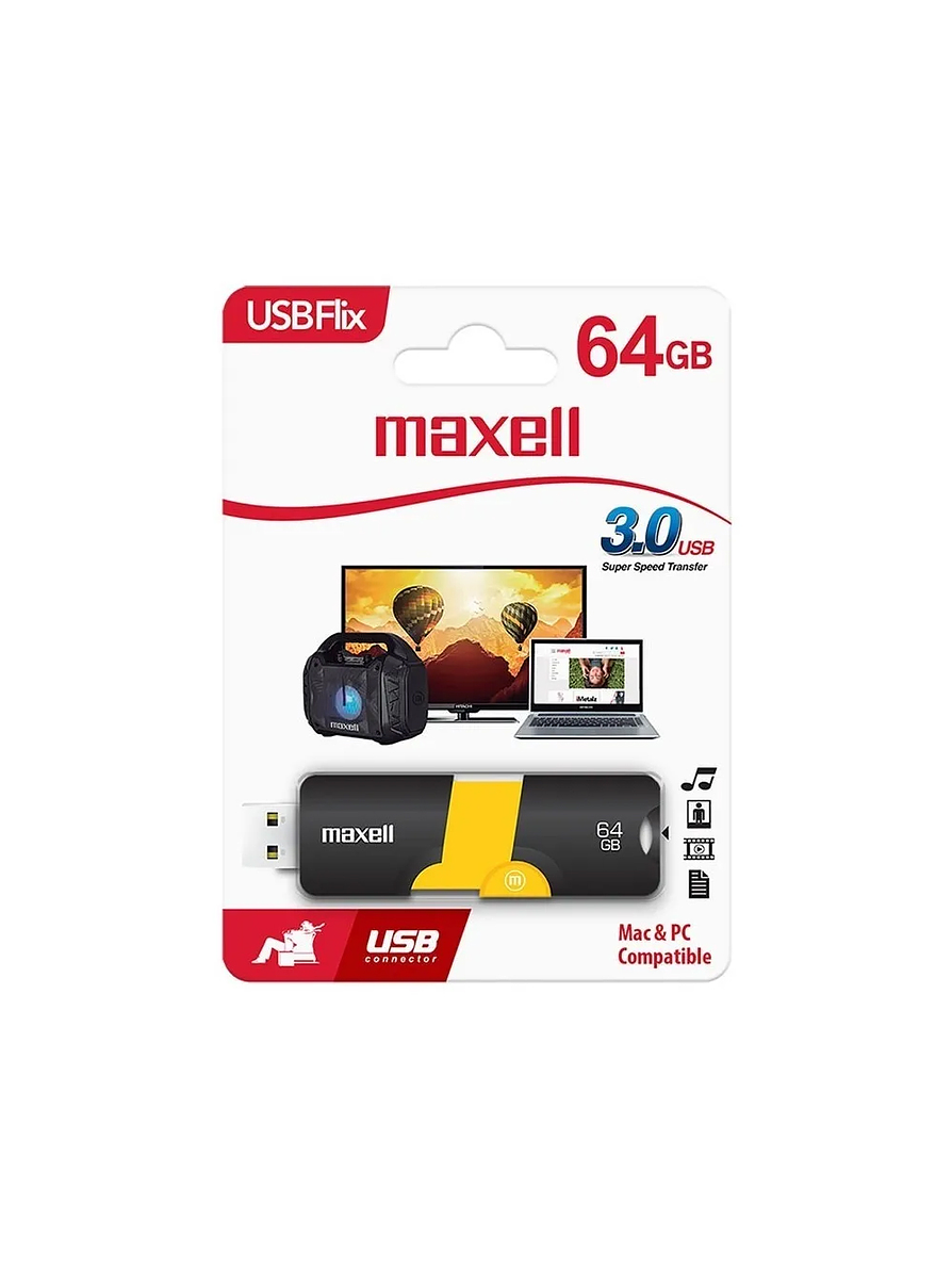 Memoria USB Flix 64 GB 3.0 Negro/Amarillo 1