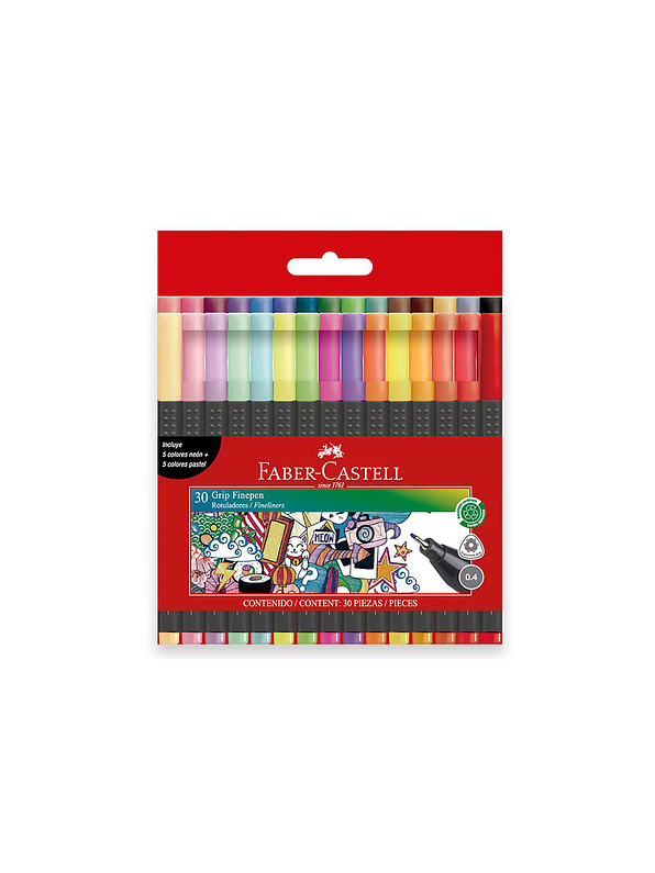 Rotuladores Faber-Castell Grip Finipen x 30 Unidades 1