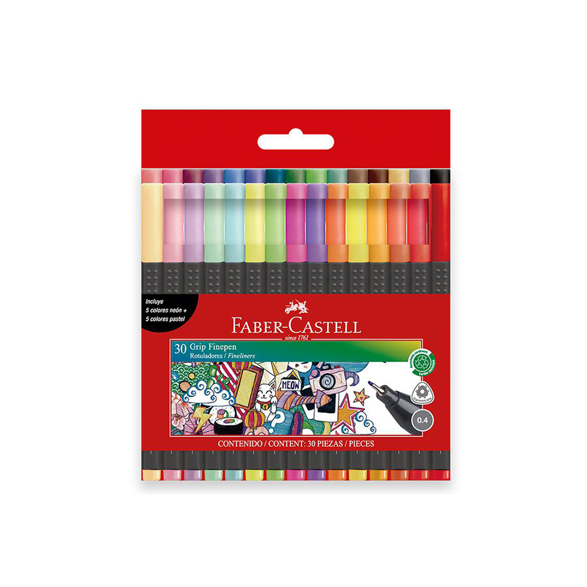 Rotuladores Faber-Castell Grip Finipen x 30 Unidades