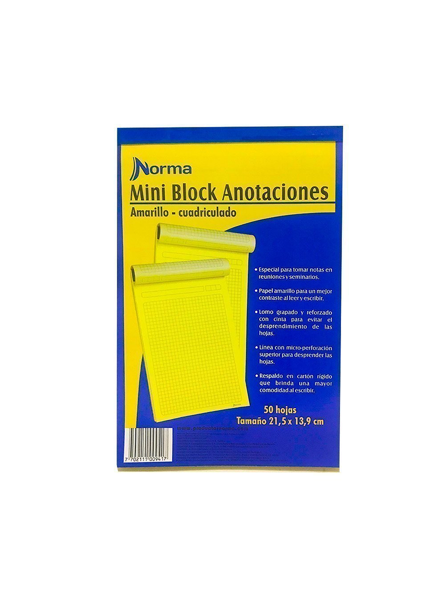Mini Block Anotaciones Amarillo Rayado 1/2 Carta Norma 1