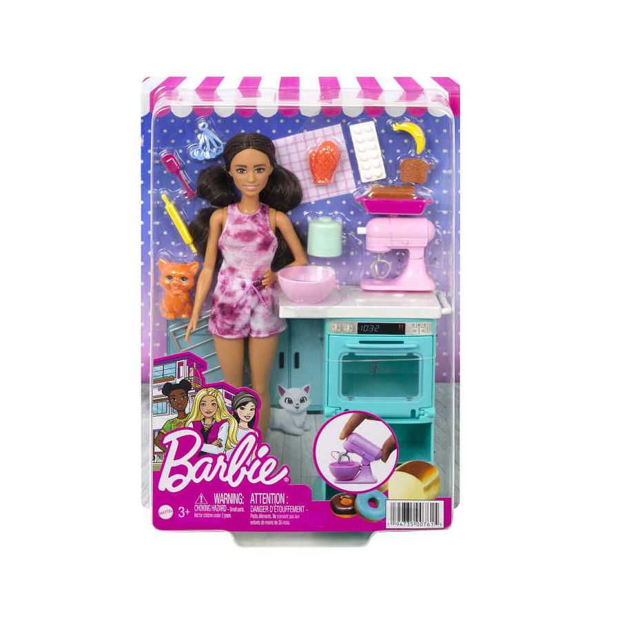 Barbie Set De Repostería Con Muñeca Y Mascota  3