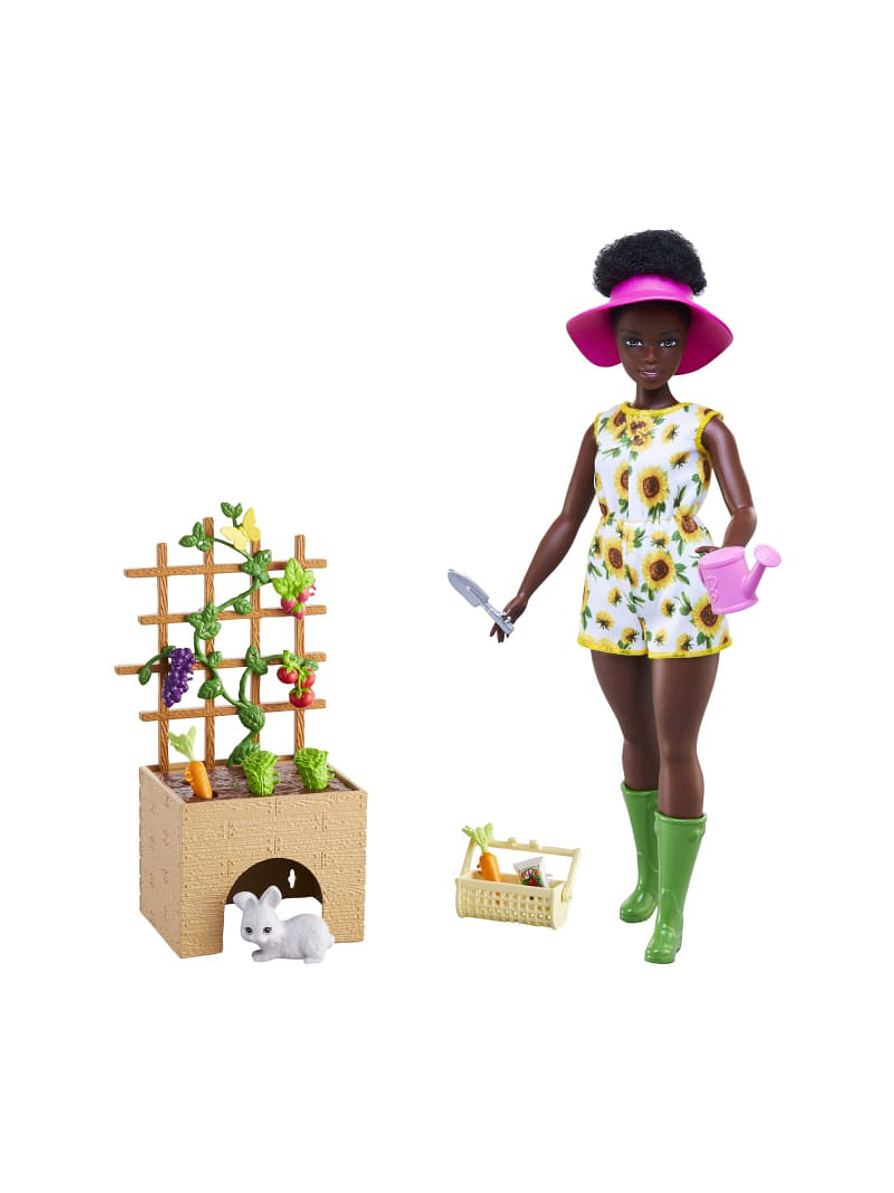 Barbie Set De Jardinería Muñeca y Mascotas  1