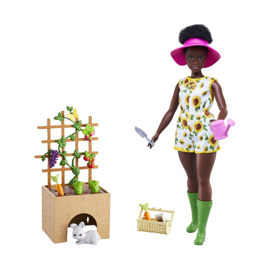 Barbie Set De Jardinería Muñeca y Mascotas  1