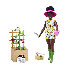 Barbie Set De Jardinería Muñeca y Mascotas 