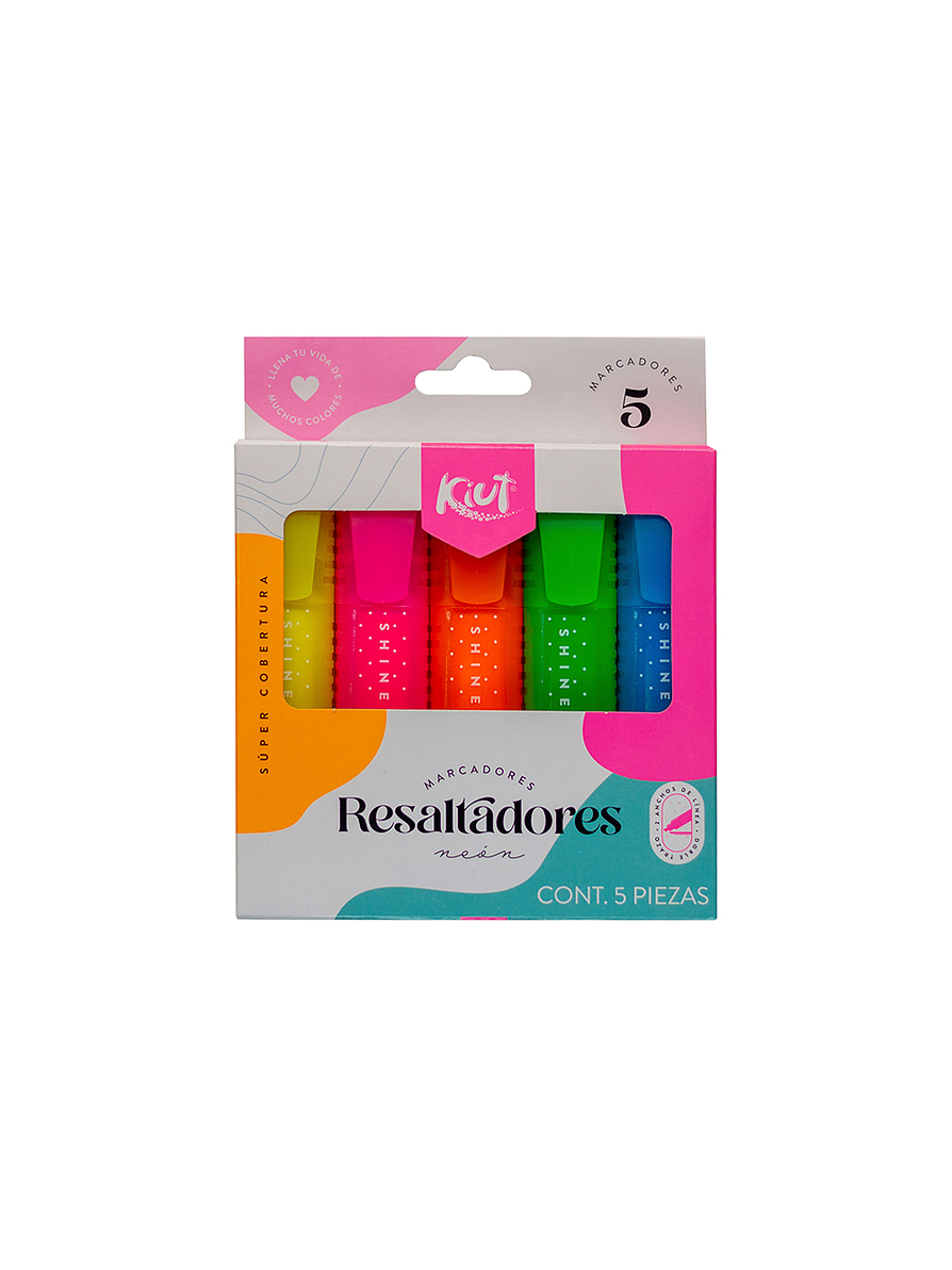 Resaltadores Kiut Neón Caja X 5 Unidades  1