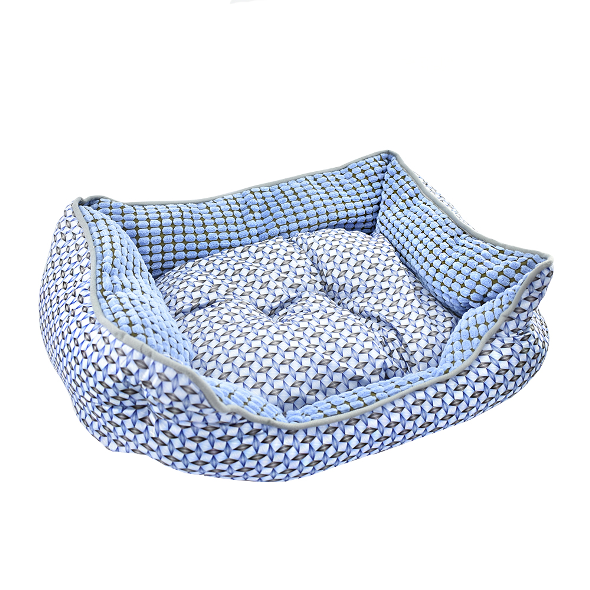 Cama Para Mascota Azul Claro/Azul Oscuro Estampada 2